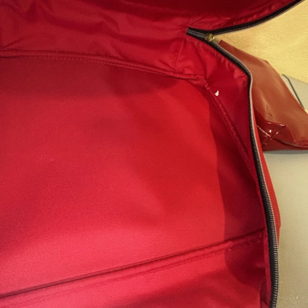 Estee Lauder Red Makeup Cosmetic Bag Train Case Faux Leather w/ Small Red Bag